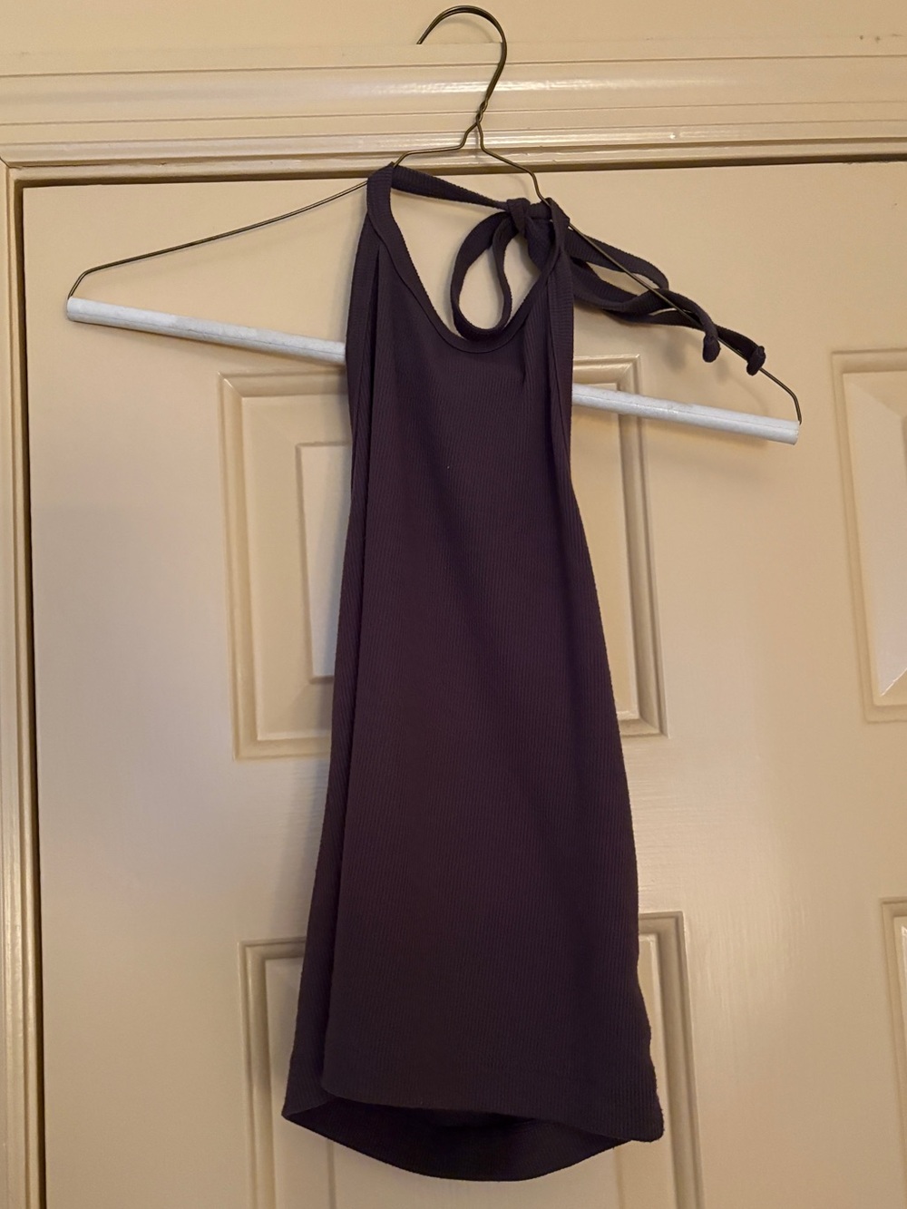 Express Army Green Ribbed Halter Tie Neck Top Size M